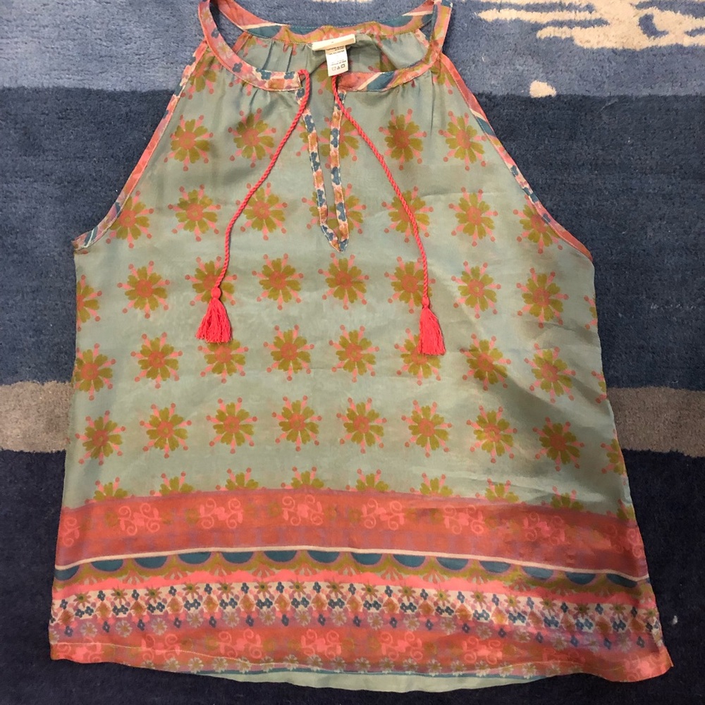 Natural Life Boho Chic Sleeveless Tassel Tunic Top